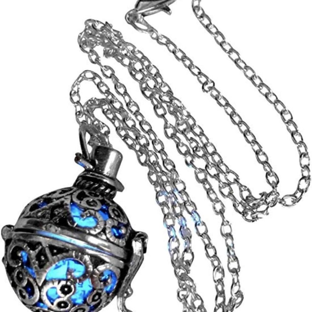 Steampunk FIRE Necklace - Pendant Glow Locket - Great Gifts for women, Mother, F